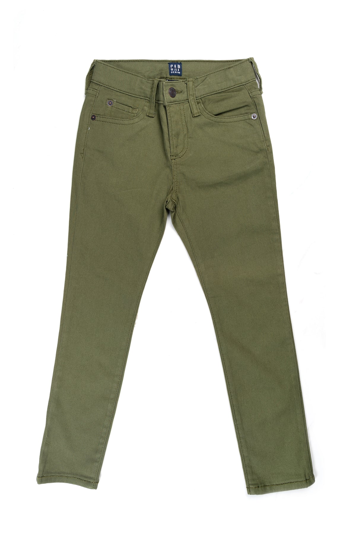 Boys Olive Green Slim-Fit Cotton Jeans - GAP