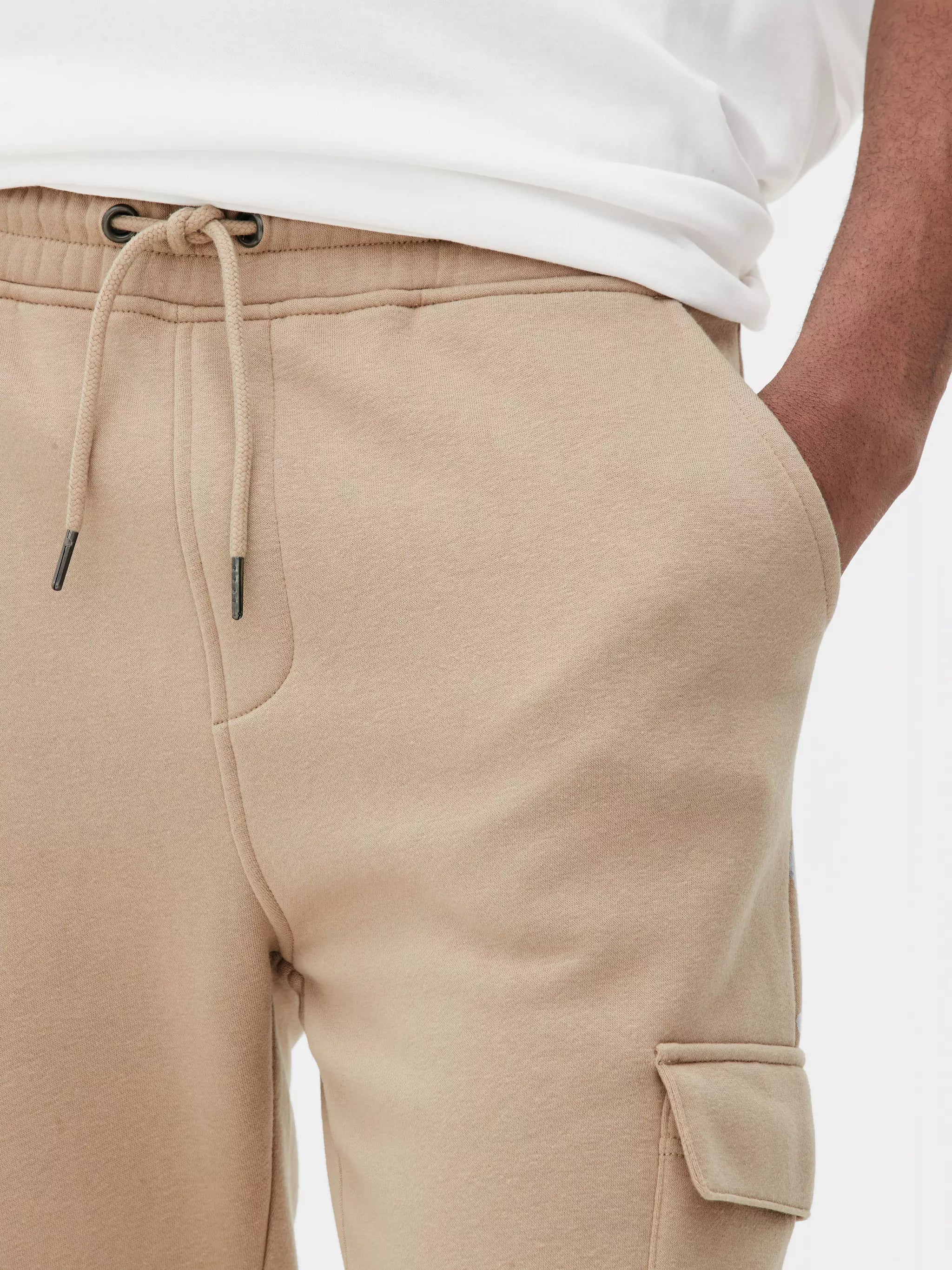 Men's Beige Cuffed Cargo Joggers - PMrk