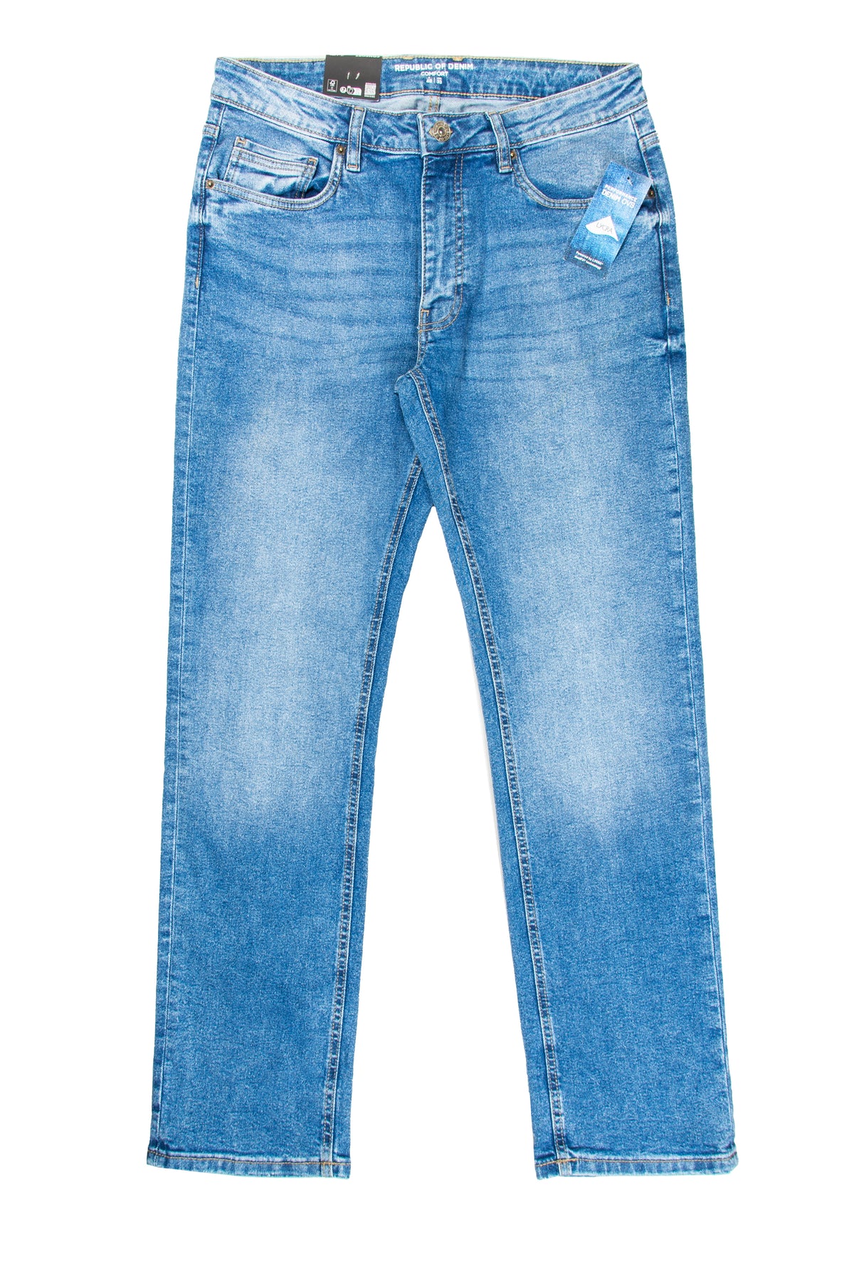 Men's Straight Leg Jeans in Blue- OVS