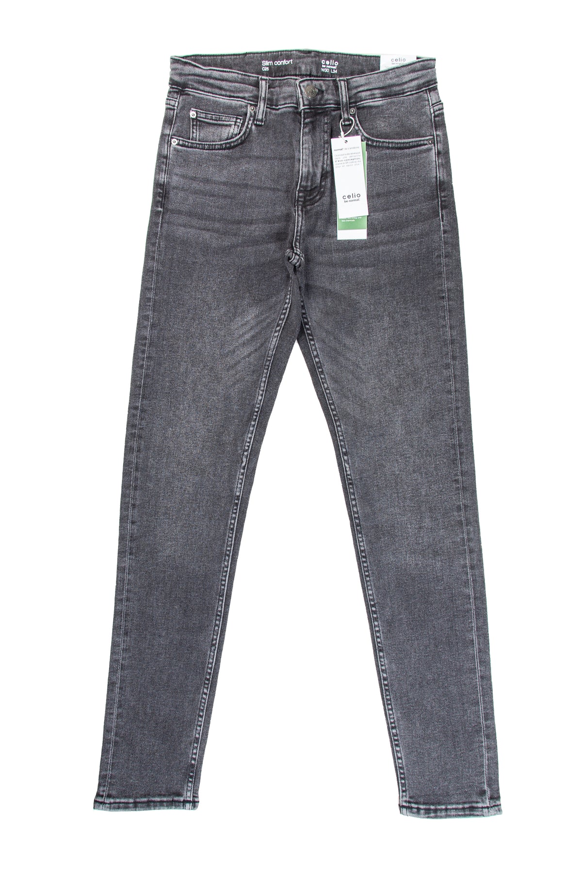 Men's Slim Fit Jeans in Black - Celio