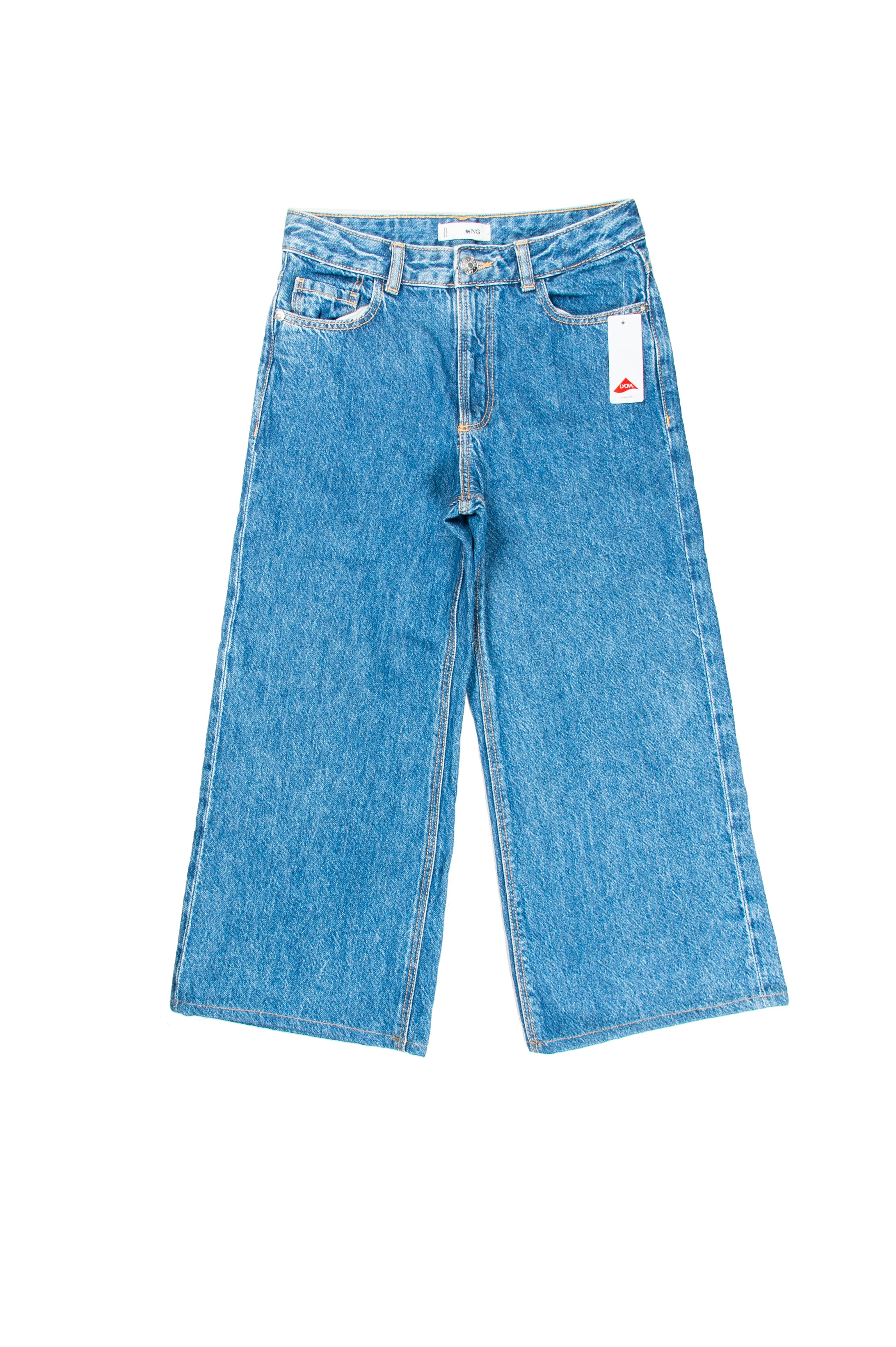 Girls Dark Blue Wide Leg Jeans - Mango
