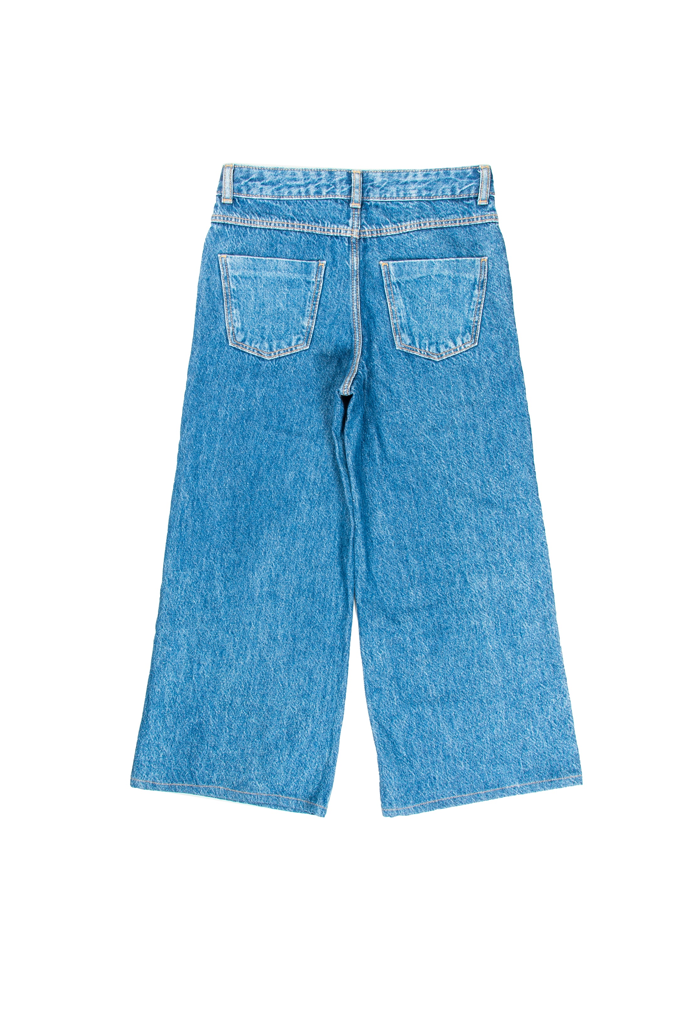Girls Dark Blue Wide Leg Jeans - Mango