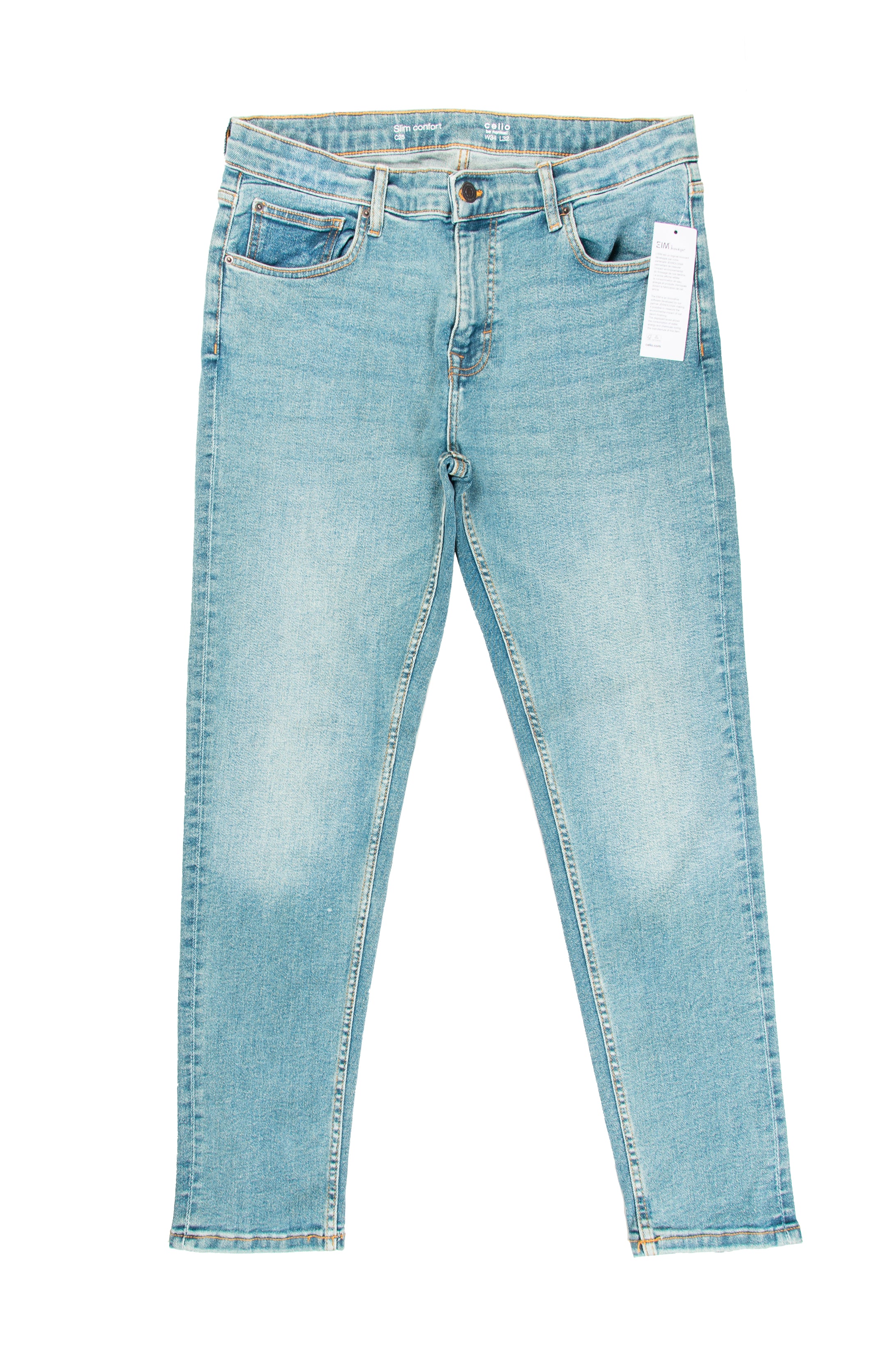 Men's Skinny Fit Jeans in Mint Green - Celio
