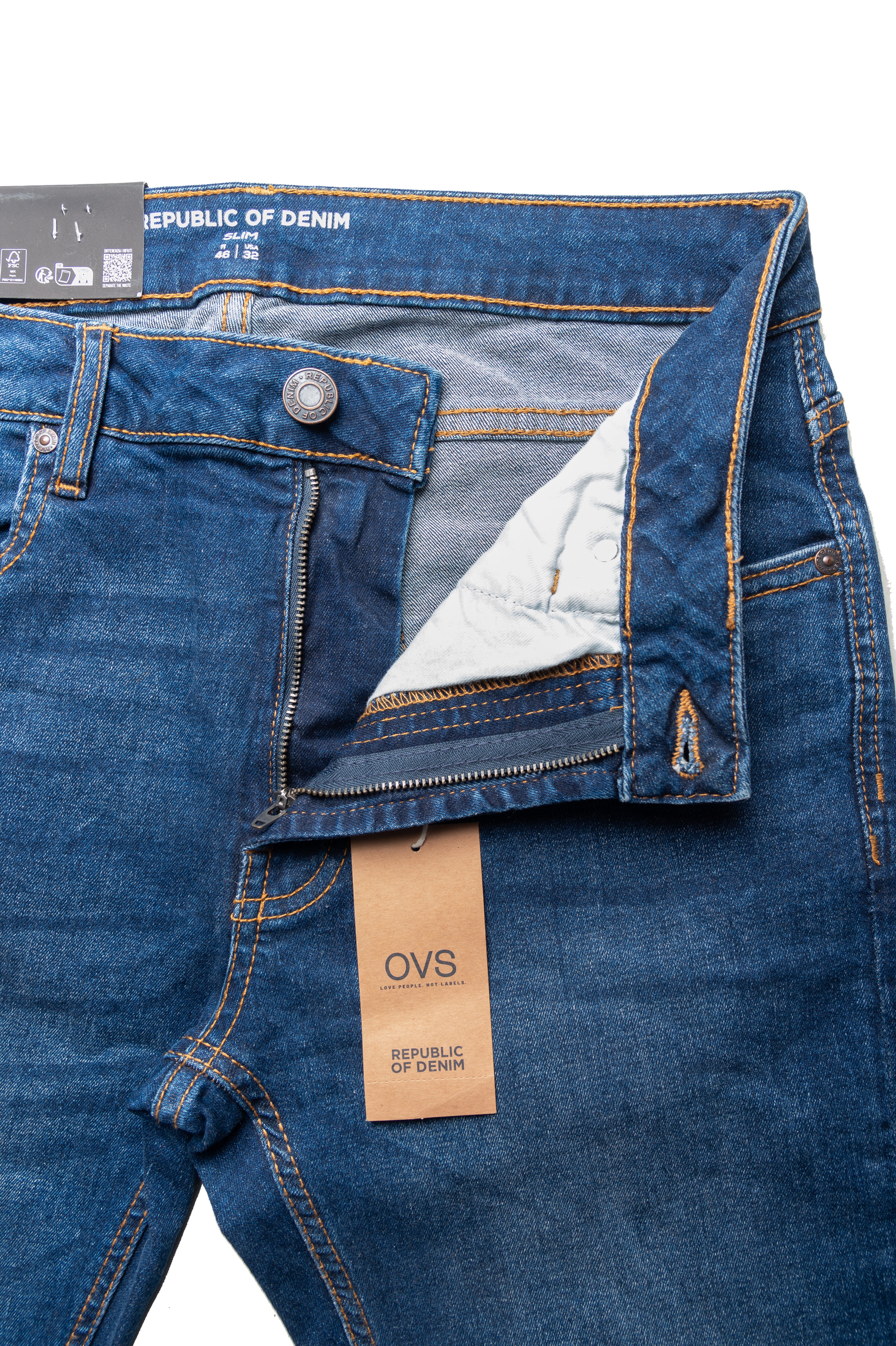 Men's Straight Leg Jeans in Blue- OVS