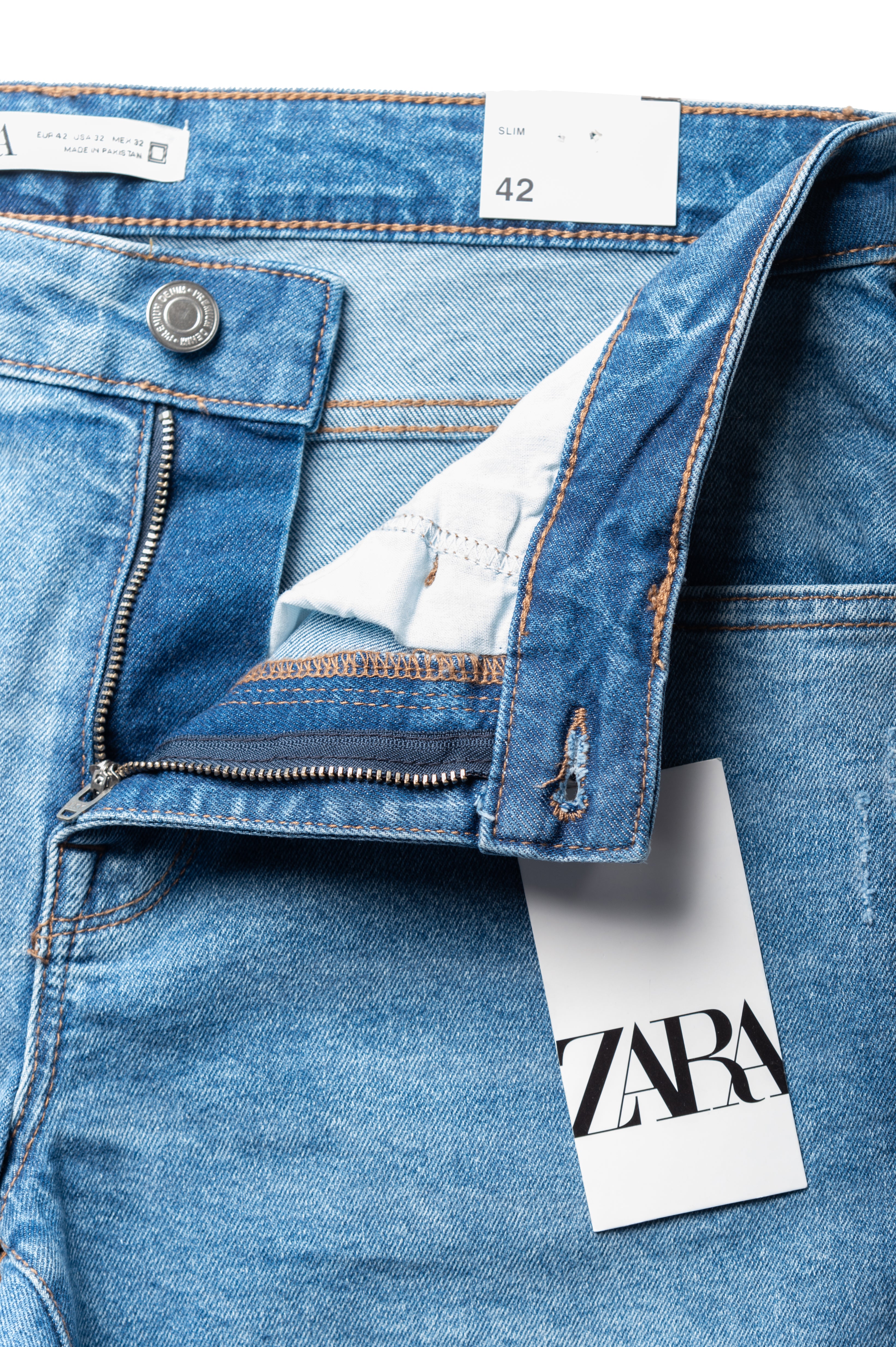 Men's Slim Fit Jeans in Light Blue - Zara