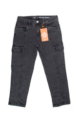 Kids Unisex Black Cargo Girlfriend Jeans