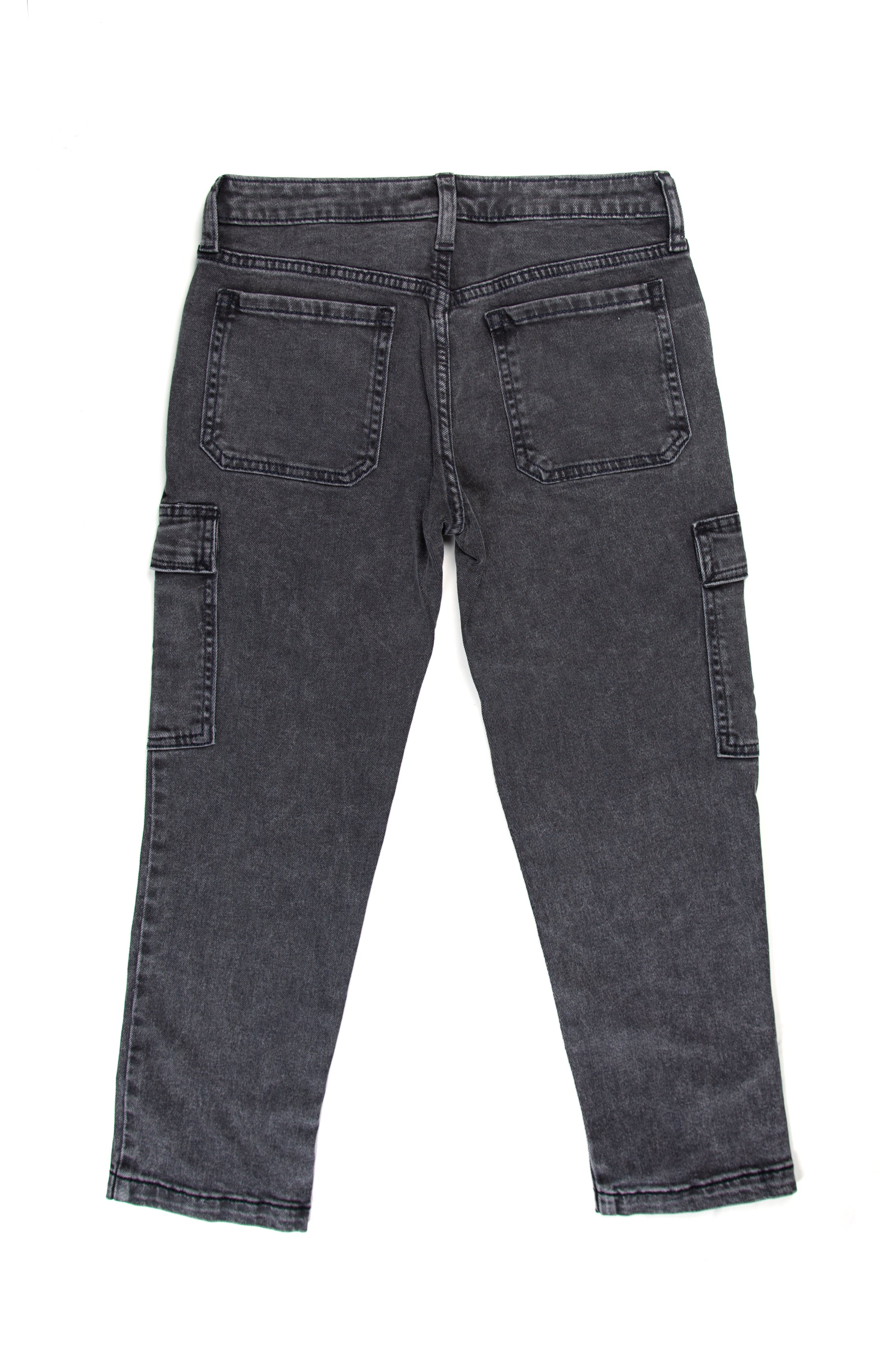 Kids Unisex Black Cargo Girlfriend Jeans