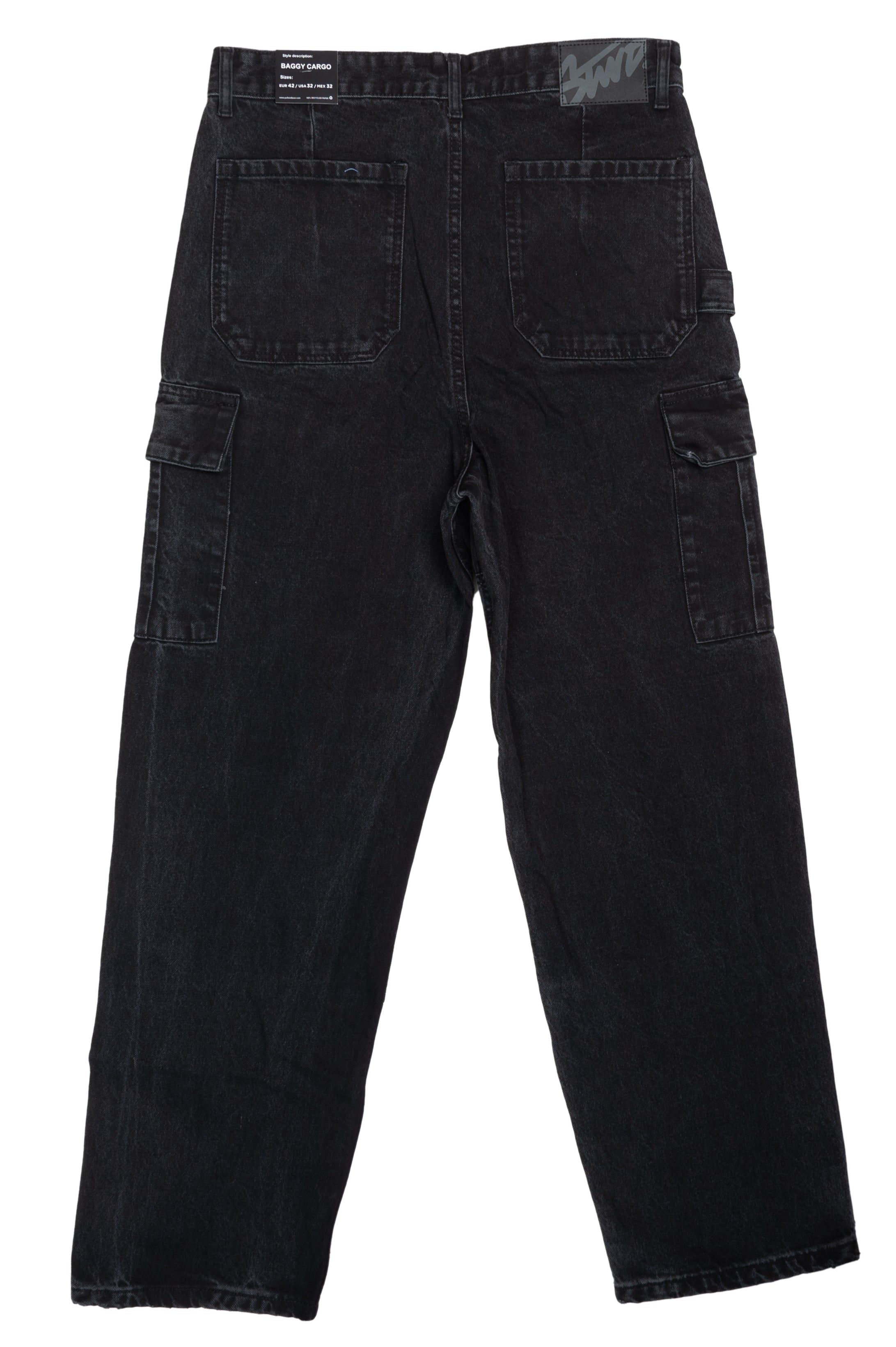 Men's Black Baggy Cargo Jeans - P&B