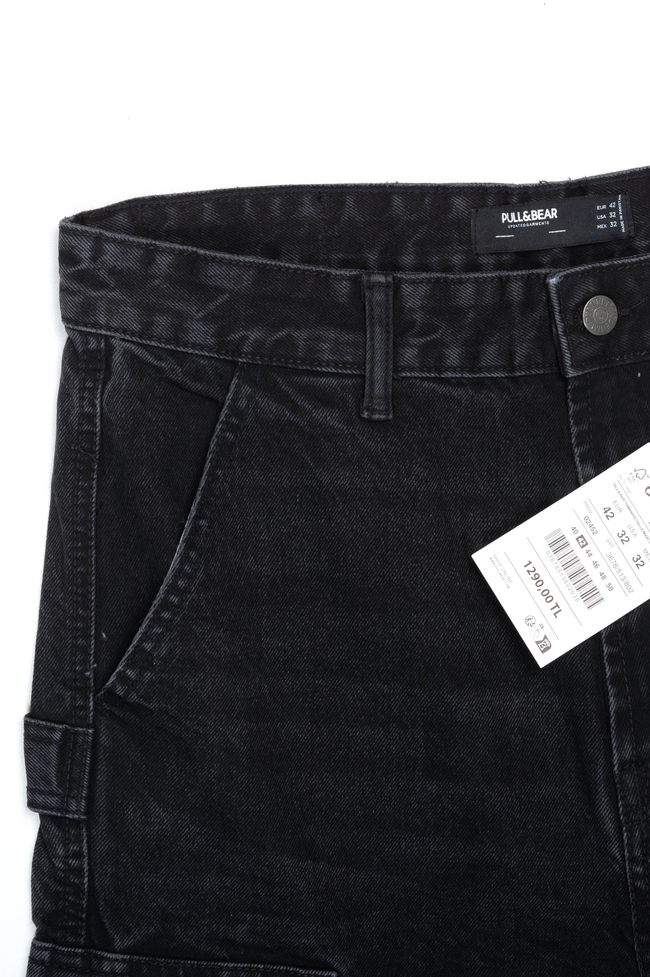 Men's Black Baggy Cargo Jeans - P&B