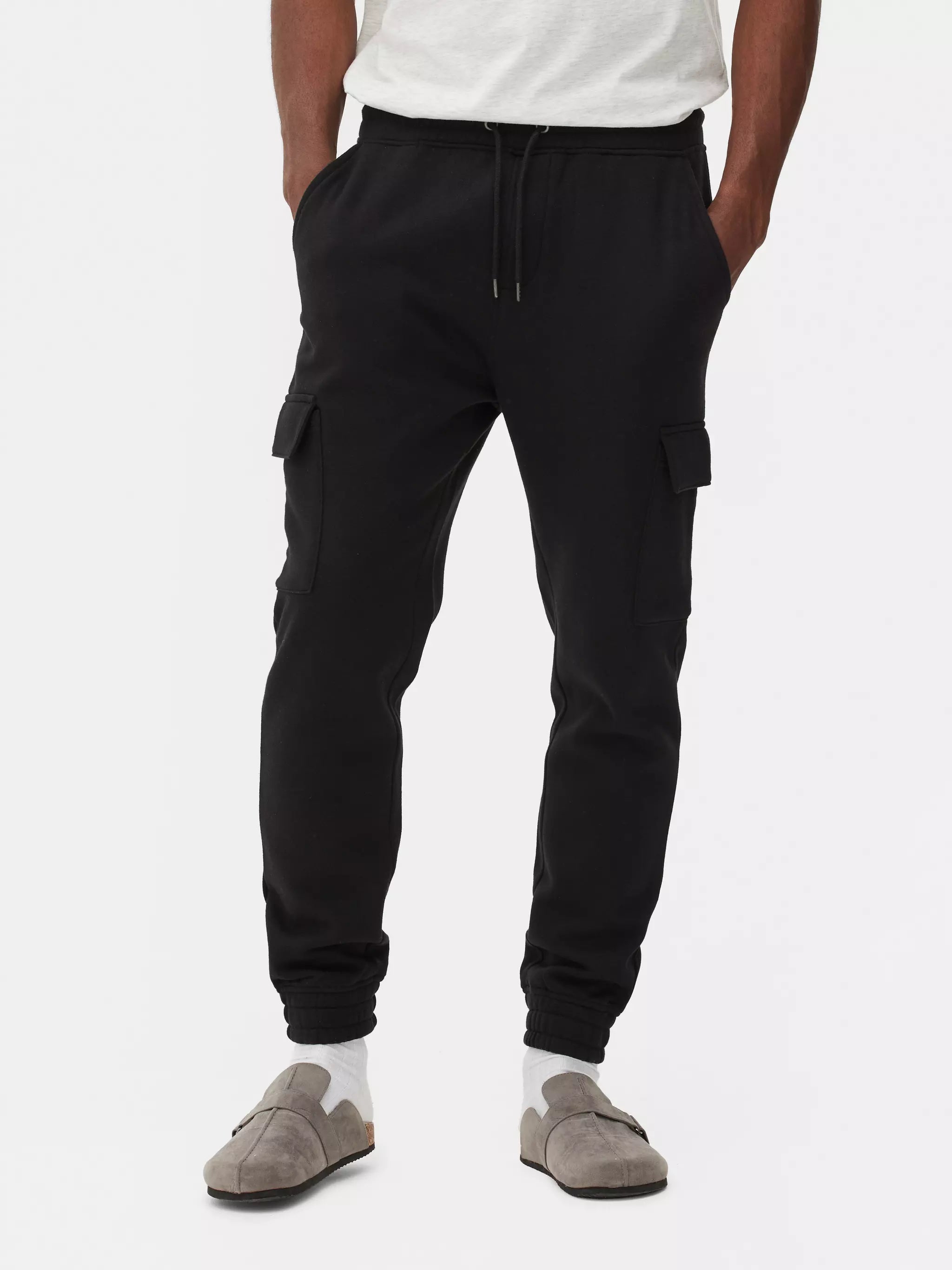 Men's Black Cuffed Cargo Joggers - PMrk