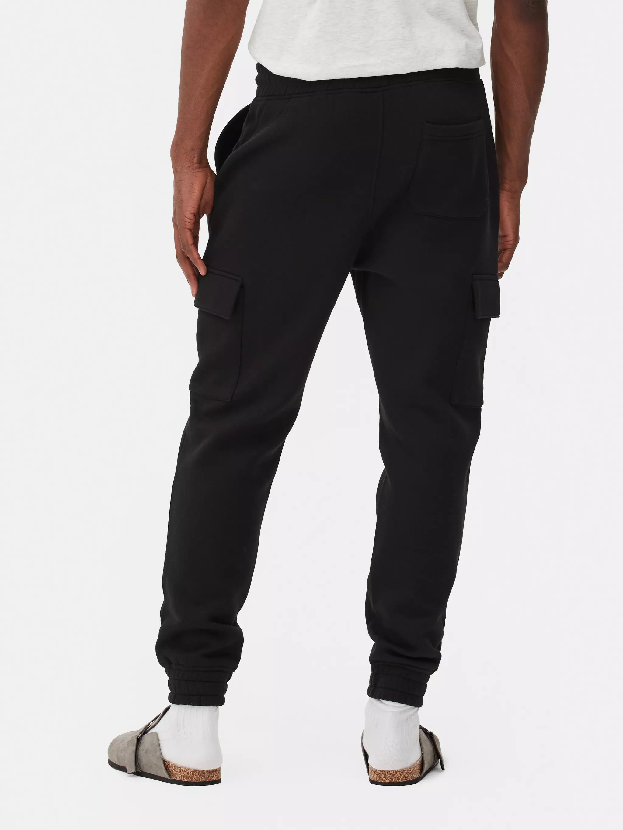 Men's Black Cuffed Cargo Joggers - PMrk